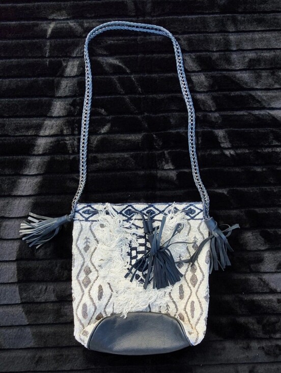 Antik Batik Handbags - ANTIK BATIK‎ Embroidered Bucket Tam Bag Crossbody Bag White/Silver/Blue